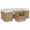 vidaXL Set Divani da Giardino 7 pz con Cuscini Beige in Polyrattan