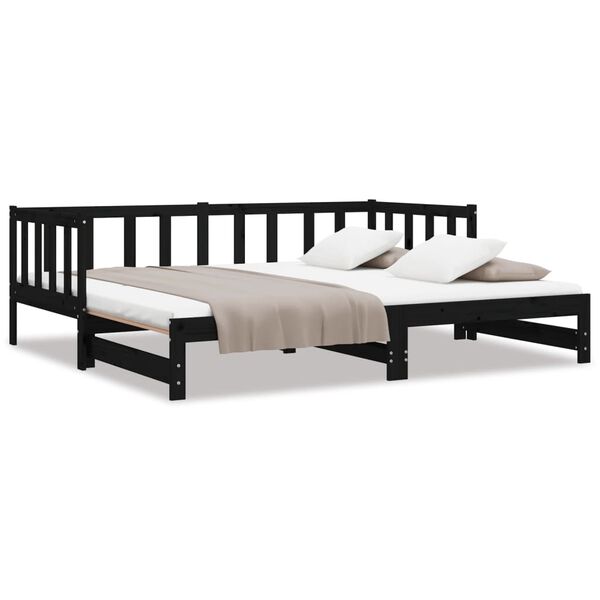 vidaXL Dormeuse Estraibile Nera 2x(90x190) cm Legno Massello di Pino