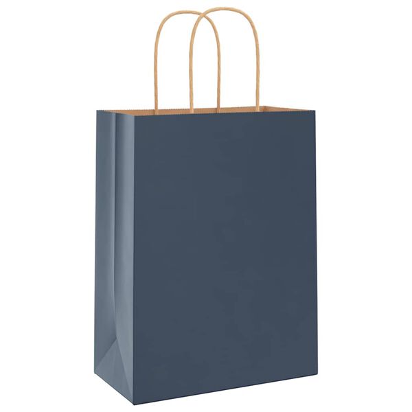 vidaXL Sacchetti di Carta 50 pz con Manici Blu 21x11x28 cm