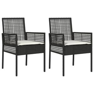 vidaXL Sedia da Giardino 2 pcs Nero 55 x 53 x 85 cm polyrattan