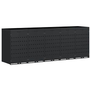 vidaXL Contenitore per Rifiuti per 5 Bidoni Nero 340 x 77,5 x 121,5 cm