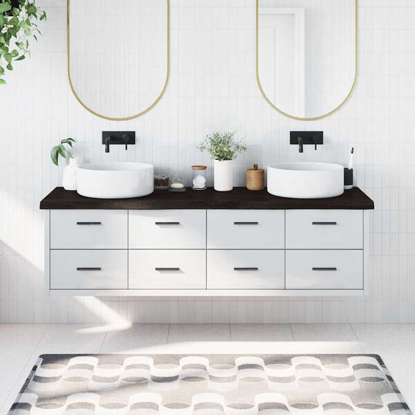 vidaXL Piano Bagno Marrone Scuro 180x50x(2-6)cm Legno Trattato