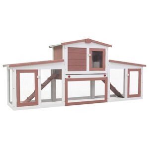 vidaXL Conigliera per Esterni Grande Marrone Bianca 201x45x85cm Legno