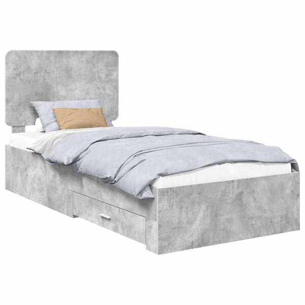 vidaXL Struttura del letto con testiera Grigio cemento 90 x 190 cm