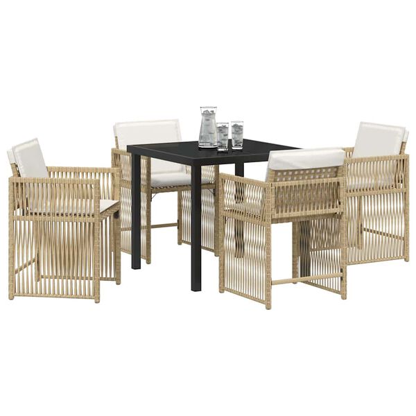 vidaXL Set da Pranzo per Giardino 5 pcs Beige polyrattan