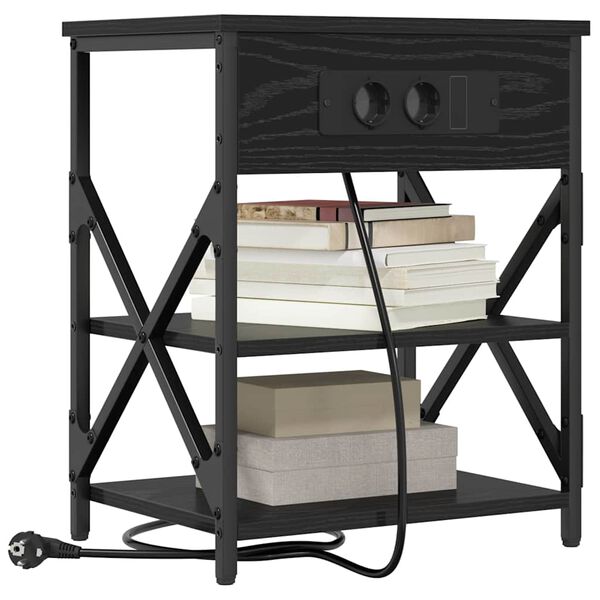 vidaXL Armadio da Notte Rovere Nero 41 x 31 x 51 cm Legno multistrato