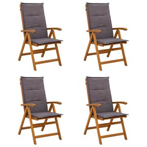 vidaXL Sedie da giardino reclinabili 4 pz Naturale