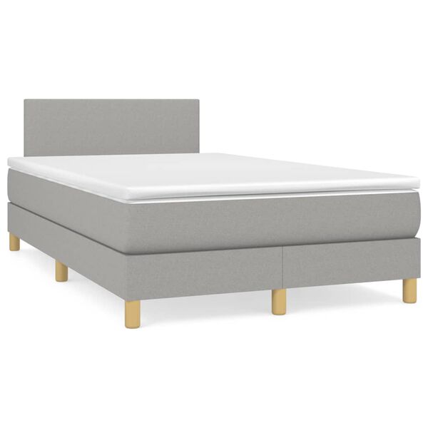 vidaXL Letto a Molle Materasso e LED Grigio Chiaro 120x190 cm Tessuto