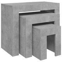 vidaXL Tavolini da Salotto Impilabili 3pz Grigio Cemento in Truciolato