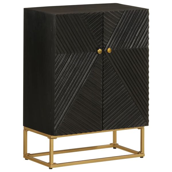 vidaXL Credenza Nera 55x30x76 cm in Legno Massello di Mango e Ferro
