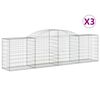 vidaXL Cesti Gabbioni ad Arco 3 pz 300x50x80/100 cm Ferro Zincato