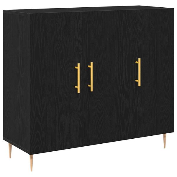 vidaXL Credenza Rovere Nero 90 x 34 x 80 cm Legno multistrato