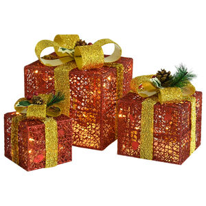 vidaXL Scatole Regalo Decorative Natale 3pz Rosse da Esterno Interni