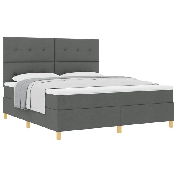 vidaXL Letto a molle con materasso Grigio scuro 180 x 200 cm Tessuto