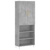 vidaXL Credenza Grigio Cemento 69,5x34x180 cm in Legno Multistrato