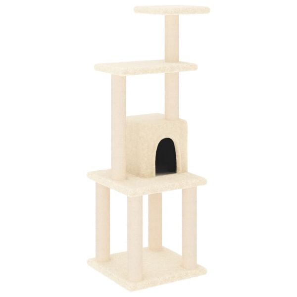 vidaXL Albero per Gatti con Tiragraffi in Sisal Crema 105 cm