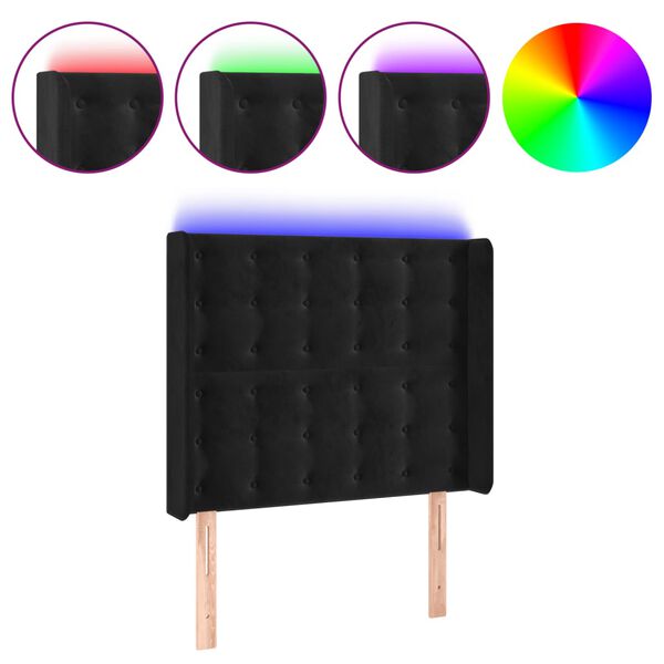 vidaXL Testiera a LED nero 93x16x118/128 cm in Velluto