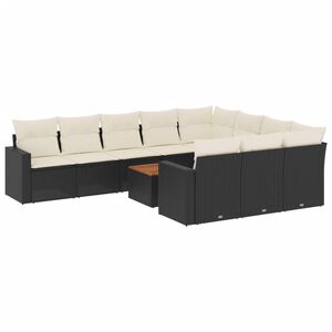 vidaXL Set Divani da Giardino 11 pz con Cuscini in Polyrattan Nero