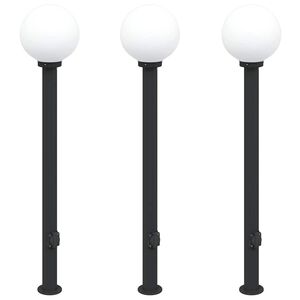 vidaXL Lampioni a palo con presa elettrica 3 pz 120 cm Nero IP44