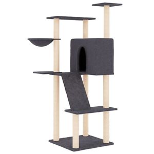 vidaXL Albero per Gatti con Tiragraffi in Sisal Grigio Scuro 143 cm