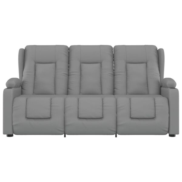 vidaXL Divano Massaggio a 3 Posti con Portabicchieri Grigio Similpelle