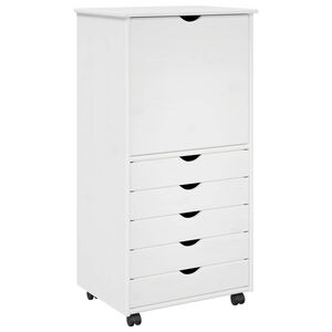 vidaXL Mobile con Ruote Bianco 53 x 39 x 103 cm Legno di Pino Massello