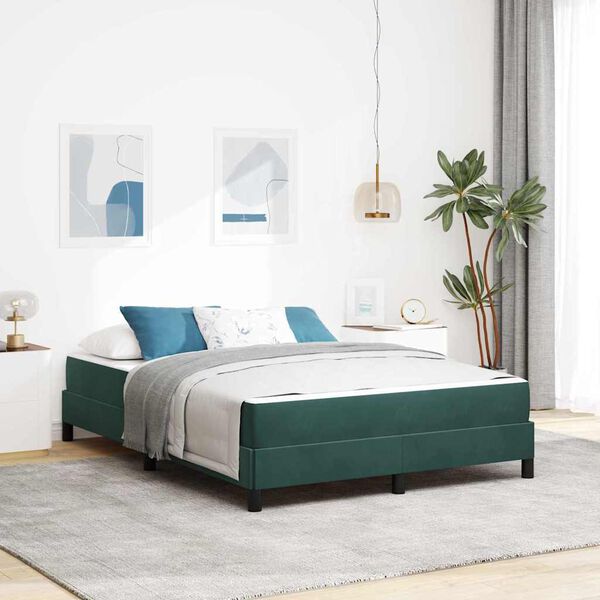 vidaXL Letto a molle con materasso Verde Scuro 140 x 190 cm Tessuto