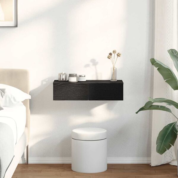 vidaXL Scaffale a Parete con Cassetti Nero 60x26,5x15 cm in Truciolato