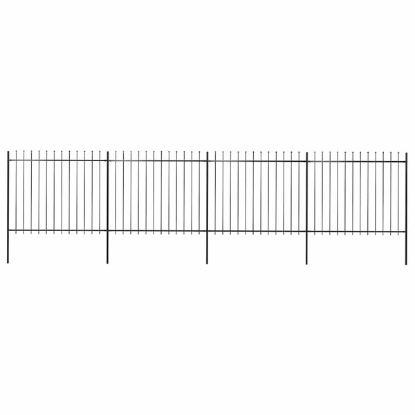vidaXL Recinzione da Giardino con Punta a Lancia in Acciaio 714,5x150 cm Nero