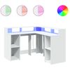 vidaXL Scrivania con Luci LED Bianca 130x130x91 cm in Truciolato