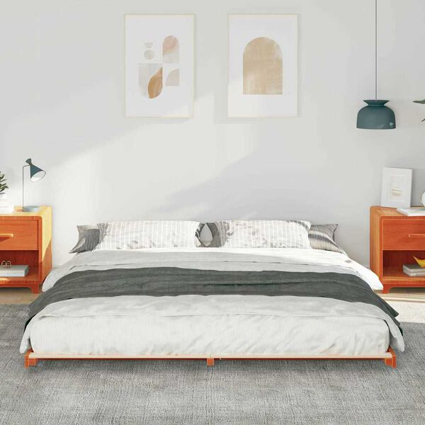 vidaXL Struttura letto a terra Cera marrone 200 x 210 cm
