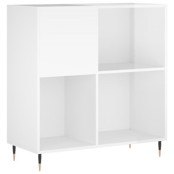 vidaXL Mobile Porta Dischi Bianco Lucido 84,5x38x89 Legno Multistrato