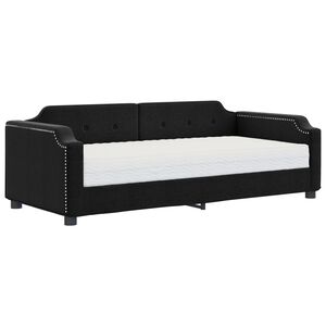 vidaXL Divano Letto con Materasso Nero 90x190 cm in Tessuto
