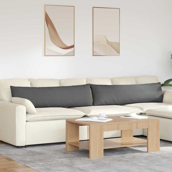 vidaXL Cuscini da Divano 2 pcs Grigio scuro 145 x 40 cm Tessuto