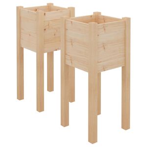 vidaXL Fioriere da Giardino 2 pz 31x31x70 cm in Legno Massello di Pino