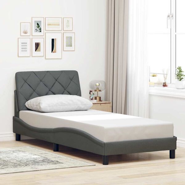 vidaXL Giroletto senza Materasso Grigio Scuro 90x190 cm Tessuto