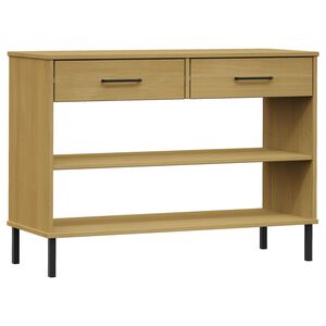 vidaXL Mobile Consolle Gambe Metallo Marrone Legno Massello Pino OSLO
