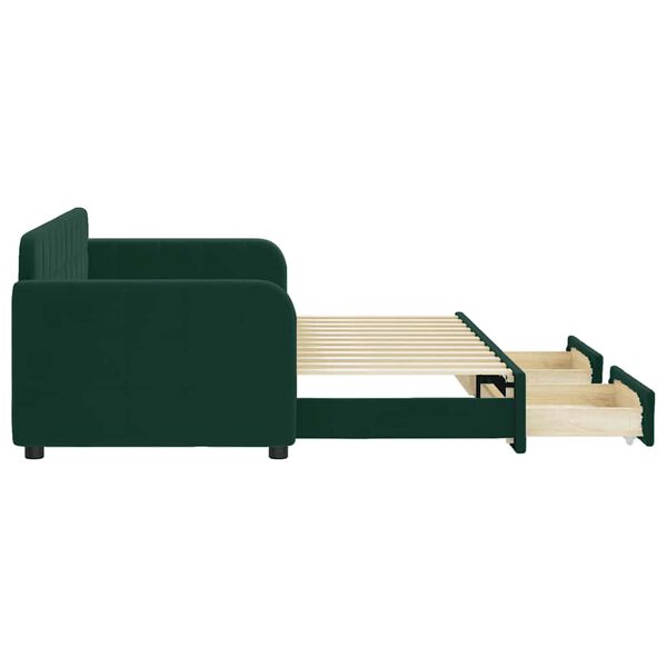 vidaXL Divano Letto Estraibile Cassetti Verde Scuro 80x200cm Velluto