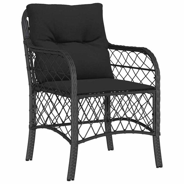 vidaXL Set da Pranzo da Giardino 7 pz Nero con Cuscini in Polyrattan
