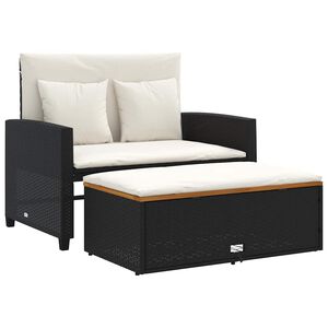 vidaXL Divano Giardino con Cuscini 2 Posti Nero Polyrattan e Acacia