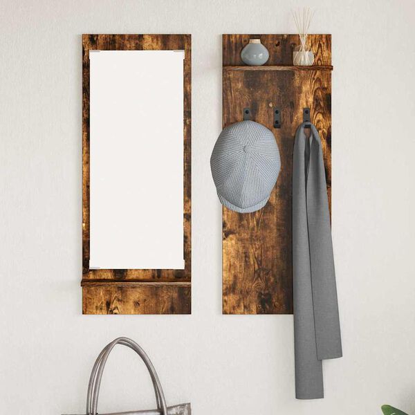 vidaXL Appendiabiti a muro con lo scaffale Rovere fum&eacute; 70 x 10 x 90 cm