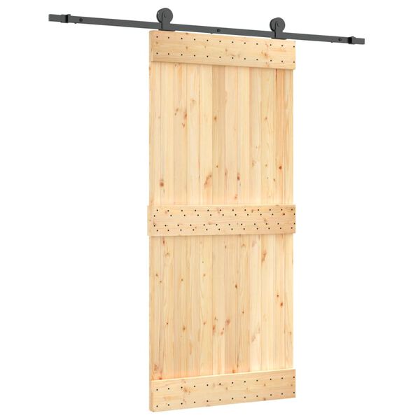 vidaXL Porta Scorrevole con Set Hardware 90x210 cm Legno Massello Pino