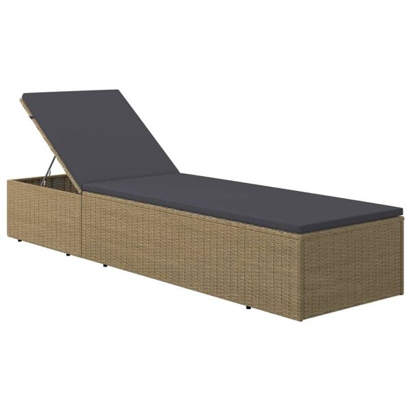 vidaXL Lettino Prendisole in Polyrattan Marrone e Grigio Scuro