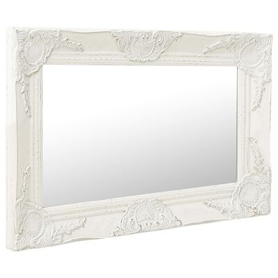 vidaXL Specchio da Parete Stile Barocco 60x40 cm Bianco