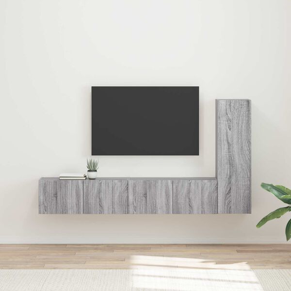 vidaXL Set mobile TV 3 pcs Grigio Sonoma Legno multistrato