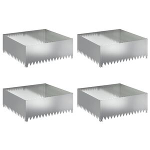 vidaXL Bordura per Prato 4 pcs 100 x 100 x 35 cm Acciaio Argento