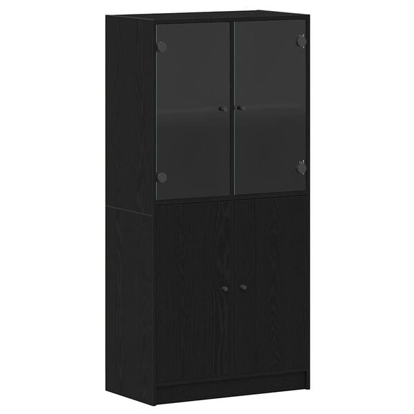 vidaXL Credenza Rovere Nero 68 x 37 x 142 cm