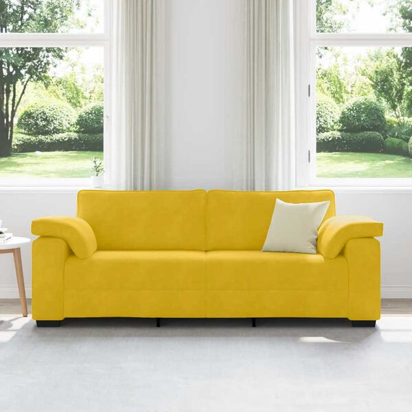 vidaXL Divano a 3 Posti Giallo 220x77x82 cm in Velluto