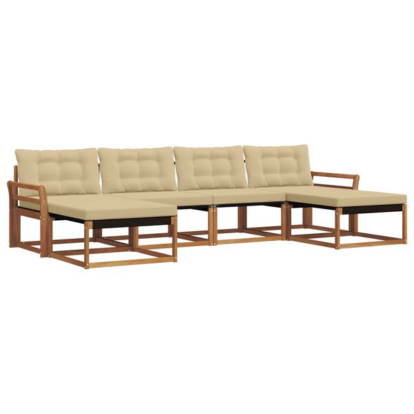 vidaXL Set di divani da esterno con cuscino 6 pcs Naturale e Beige