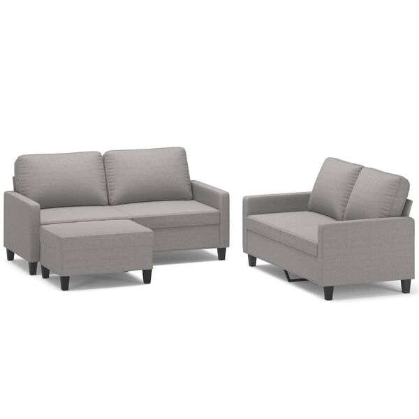 vidaXL Set di Divani 3 pz con Cuscini Grigio Chiaro in Tessuto